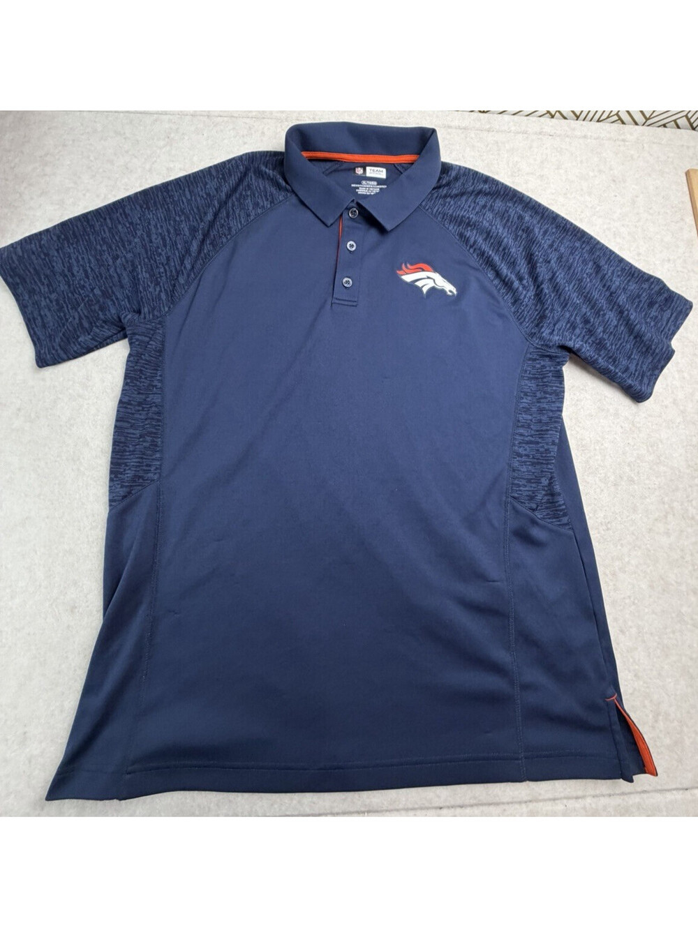 Denver Broncos NFL Sideline Polo Shirt Mens XL Blue Short Sleeve Team Apparel